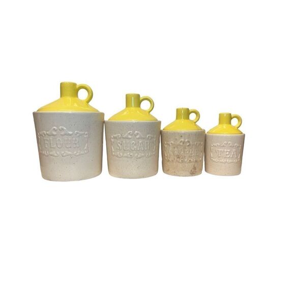 Moonshine Memories: Vintage Kitchen Canisters (Tea, Coffee, Sugar, Flour) MCM - Picture 1 of 16